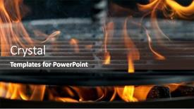  Presentation with iron - Slide deck featuring empty-flaming-cast-iron-grate background and a tawny brown colored foreground