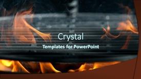  Presentation with iron - Audience pleasing presentation theme consisting of empty-flaming-cast-iron-grate backdrop and a tawny brown colored foreground