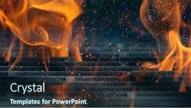  Presentation with iron - Presentation featuring empty-flaming-cast-iron-grate background and a tawny brown colored foreground