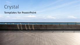  Presentation with sea floor - Colorful theme enhanced with empty floor by blue sea in blue sky backdrop and a light blue colored foreground