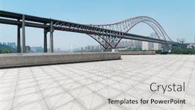  Presentation with steel bridge - PPT theme enhanced with empty-floor-near-steel-bridge background and a light gray colored foreground