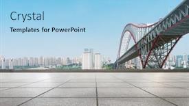  Presentation with steel bridge - Colorful PPT layouts enhanced with empty-floor-near-steel-bridge backdrop and a light blue colored foreground