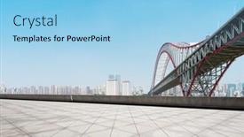  Presentation with steel bridge - PPT layouts featuring empty-floor-near-steel-bridge background and a light blue colored foreground