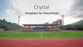  Presentation with football field - Audience pleasing theme consisting of empty football field backdrop and a white colored foreground