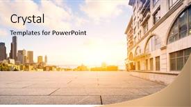  Presentation with cityscape - Amazing slide set having empty footpath and cityscape backdrop and a cream colored foreground