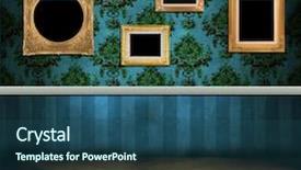  Presentation with empty - Colorful presentation theme enhanced with empty frames hanging backdrop and a ocean colored foreground