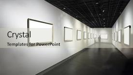  Presentation with museum - PPT theme featuring empty frames in museum background and a soft green colored foreground