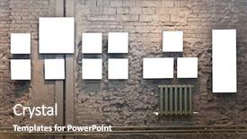 Presentation with brick - PPT theme with empty frames on brown brick background and a dark gray colored foreground