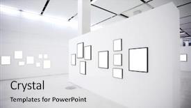  Presentation with museum exhibition - Amazing slides having empty frames on white wall backdrop and a light gray colored foreground