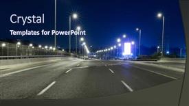  Presentation with dark night - Audience pleasing PPT theme consisting of empty freeway at night empty dark road backdrop and a navy blue colored foreground