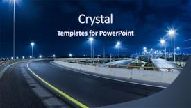 Presentation with freeway - PPT theme consisting of empty freeway at night background and a navy blue colored foreground