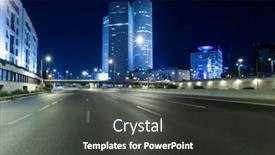  Presentation with freeway - Presentation theme featuring empty freeway at night and tel aviv skyscraper in background background and a dark gray colored foreground