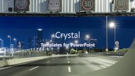  Presentation with freeway - Presentation design with empty freeway at night and tel aviv skyline in background background and a ocean colored foreground