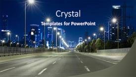  Presentation with freeway - Slide set with empty freeway at night and tel aviv skyline in background background and a navy blue colored foreground