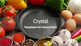  Presentation with frying - Cool new slides with empty-frying-pan-with-ingredients backdrop and a dark gray colored foreground