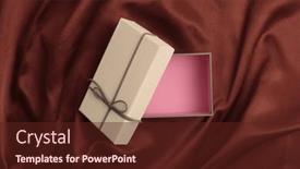  Presentation with gift - PPT theme enhanced with empty-gift-box-platform-podium and a tawny brown colored foreground