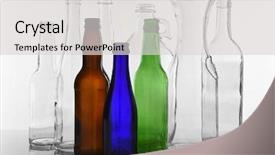  Presentation with milk bottle and milk glass - Slide set consisting of empty glass bottles on white background and a light gray colored foreground