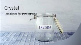  Presentation with glass chemistry lab equipment - Theme featuring empty glass money jar background and a light gray colored foreground