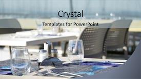  Presentation with empty of wood table top - PPT layouts featuring empty glasses on a restaurant background and a light blue colored foreground