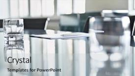  Presentation with conference table microphones - Slides consisting of empty glasses on conference table background and a lemonade colored foreground