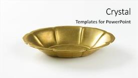  Presentation with black and gold and white - Presentation theme with empty golden bowl on white background and a white colored foreground