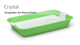  Presentation with plastic - Presentation design with empty-green-plastic-cat-litter background and a white colored foreground