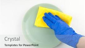  Presentation with green plate - Beautiful slide set featuring empty-green-plate backdrop and a light gray colored foreground