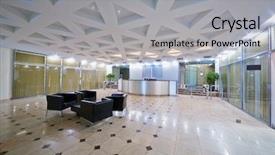  Presentation with empty - Slide deck consisting of empty hall at business center background and a light gray colored foreground