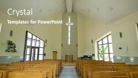  Presentation with empty cross - Presentation consisting of empty-hall-for-church-services background and a gray colored foreground