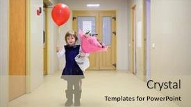  Presentation with maternity - PPT theme featuring kid hopsital - pretty little girl with flowers background and a soft green colored foreground