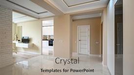  Presentation with bedroom modern - Beautiful PPT layouts featuring empty-hallway-of-modern-studio backdrop and a light gray colored foreground