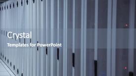  Presentation with towers - Audience pleasing PPT theme consisting of empty hallway of server towers in large data center backdrop and a seafoam green colored foreground