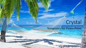  Presentation with palm beach - Slides featuring empty hammock between palm trees background and a light blue colored foreground