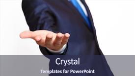  Presentation with empty stage blue curtain - Slide deck enhanced with empty hand of a businessman background and a tawny brown colored foreground