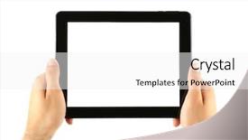  Presentation with hands holding - PPT layouts having empty handed - male hands holding tablet isolated background and a white colored foreground