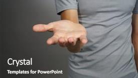  Presentation with palm - Colorful slides enhanced with empty handed - man holding something on his backdrop and a dark gray colored foreground