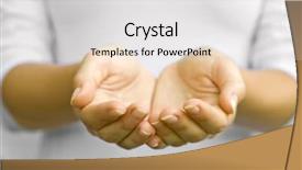  Presentation with woman hands open - Amazing PPT theme having empty handed - open hands of woman your backdrop and a light gray colored foreground
