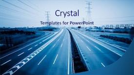  Presentation with highway - Beautiful presentation theme featuring empty highway blue toned images backdrop and a light blue colored foreground