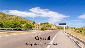  Presentation with highway - Colorful theme enhanced with empty highway road in mountain backdrop and a coral colored foreground