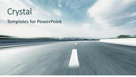  Presentation with highway - Audience pleasing PPT theme consisting of empty highway through modern city backdrop and a lemonade colored foreground