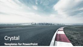  Presentation with highway - Slide deck featuring empty highway through modern city background and a dark gray colored foreground