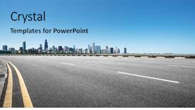  Presentation with highway - Presentation having empty highway through modern city background and a light blue colored foreground