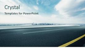  Presentation with highway - Audience pleasing PPT layouts consisting of empty highway through modern city backdrop and a light blue colored foreground