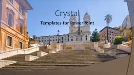  Presentation with rome italy - Slide deck consisting of empty-historic-spanish-stairs background and a light blue colored foreground