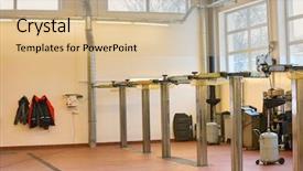  Presentation with repair shop - Cool new presentation design with empty hoists at automobile repair backdrop and a lemonade colored foreground