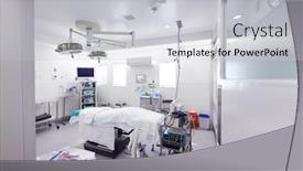  Presentation with theater - Theme consisting of empty-hospital-operating-theater-ready background and a light gray colored foreground