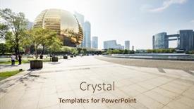  Presentation with buildings - Cool new PPT layouts with empty-huge-square-for-people backdrop and a lemonade colored foreground