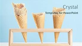 Presentation with ice cream cones - Slide deck consisting of empty-ice-cream-waffle-cones background and a cool aqua colored foreground