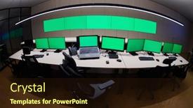  Presentation with data security - Audience pleasing presentation theme consisting of empty-interior-of-big-modern backdrop and a wine colored foreground