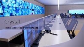  Presentation with data security - Presentation design having empty-interior-of-big-modern background and a teal colored foreground